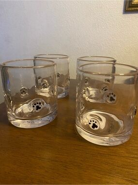 Cost Plus World Market Clear Paw Print Rocks Glasses